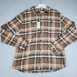 Alpine Design Shirt Mens Medium Brown Plaid Cotton Collared Button Up Casual